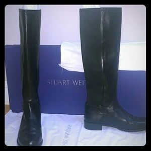 Size 10.5/11 Stuart Weitzman Black Leather Boots